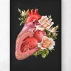 Anatomie cardiaque - Floral - Noir
