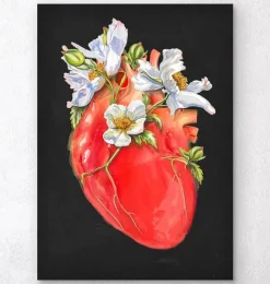 Anatomie cardiaque II - Floral - Noir