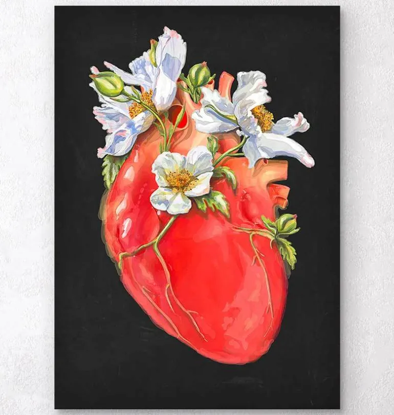Anatomie cardiaque II - Floral - Noir