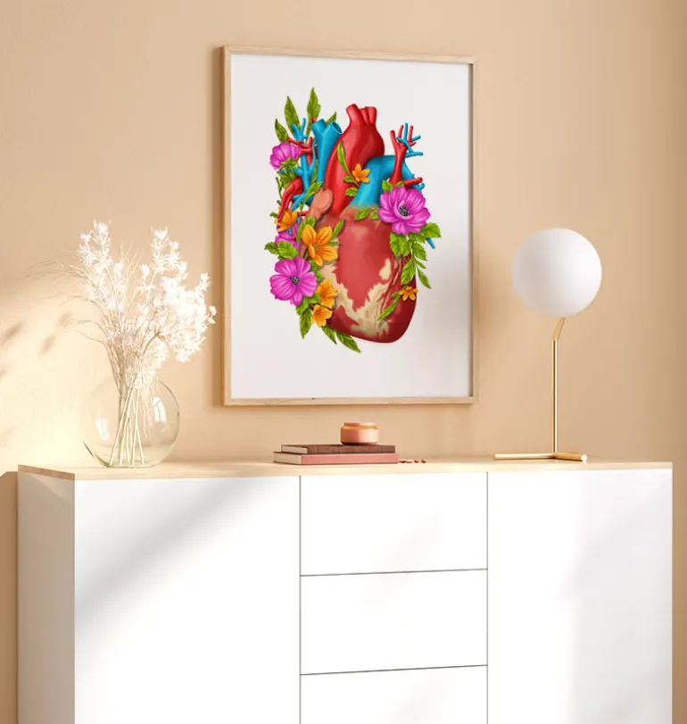 Anatomie cardiaque IV - Floral - Blanc