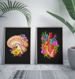 Anatomie cardiaque IV - Floral - Noir