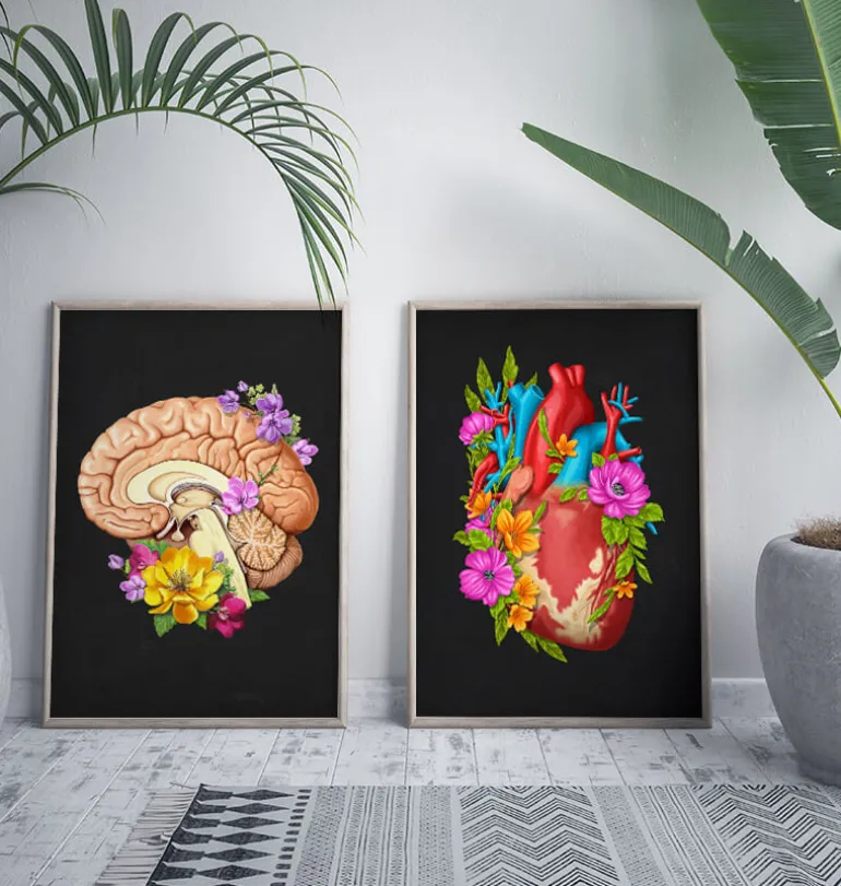 Anatomie cardiaque IV - Floral - Noir