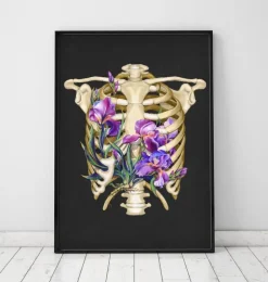 Anatomie de la cage thoracique - Floral - Noir