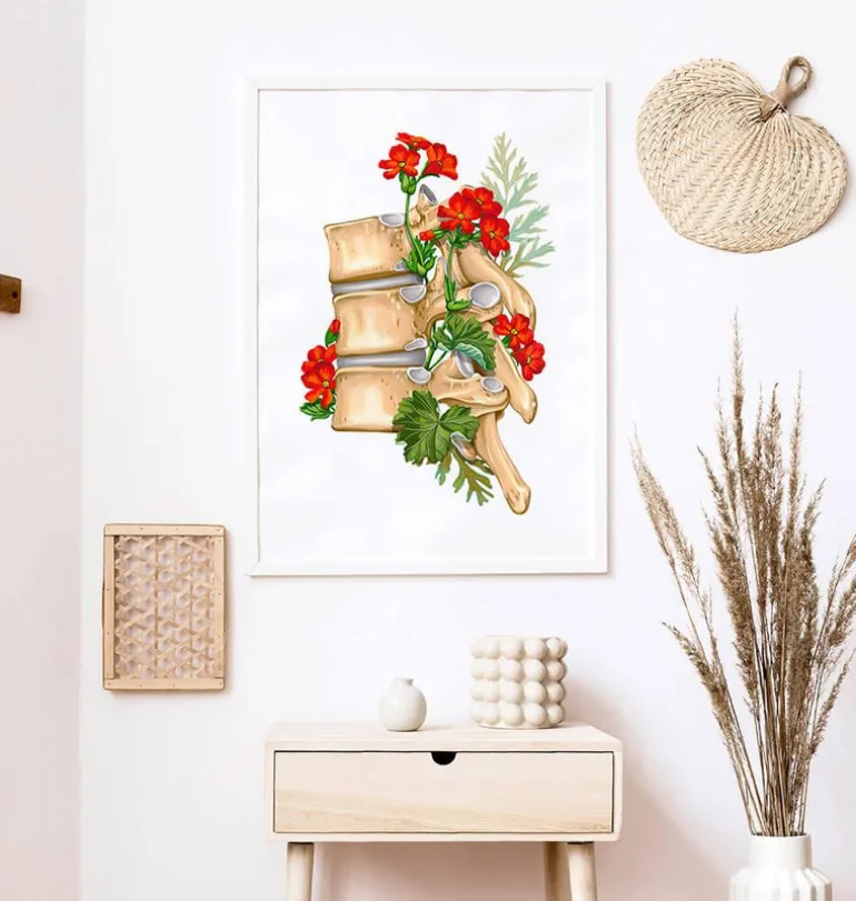 Anatomie de la colonne vertébrale II - Floral - Blanc