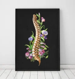 Anatomie de la colonne vertébrale - Floral - Noir