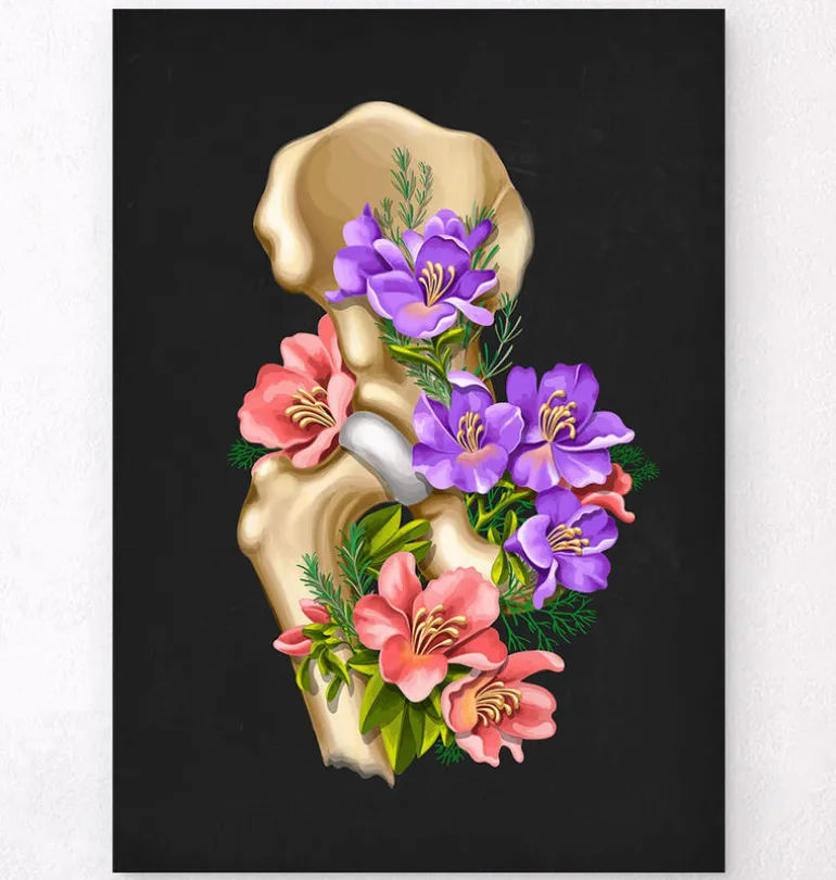 Anatomie de la hanche - Floral - Noir