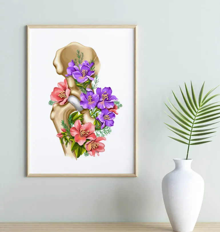 Anatomie de la hanche - Floral - Blanc