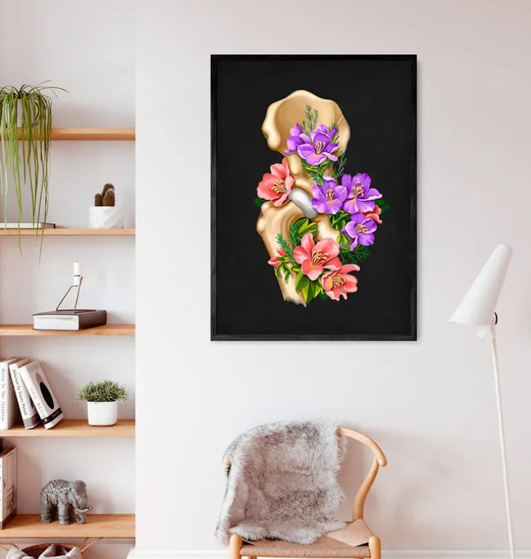 Anatomie de la hanche - Floral - Noir