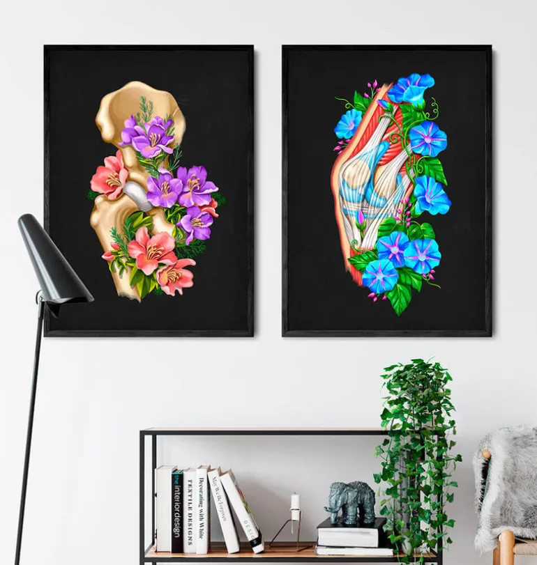 Anatomie de la hanche - Floral - Noir