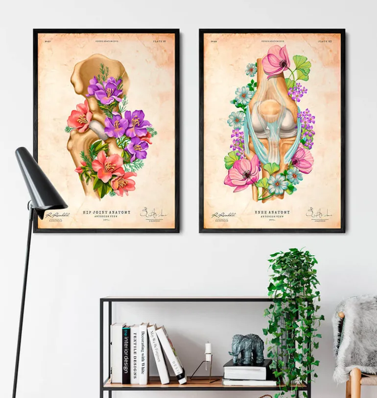Anatomie de la hanche - Floral - Vintage