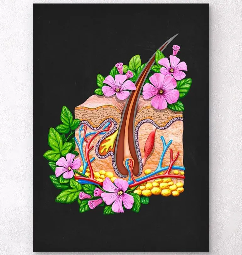 Anatomie de la peau - Floral - Noir