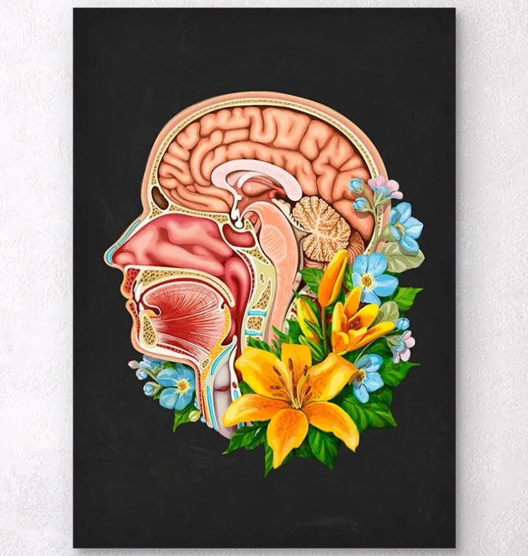 Anatomie de la tête - Floral - Noir