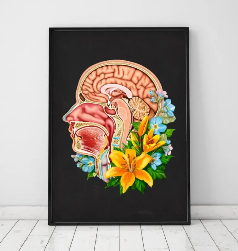 Anatomie de la tête - Floral - Noir