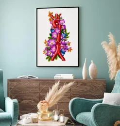 Anatomie de l'aorte - Floral - Blanc