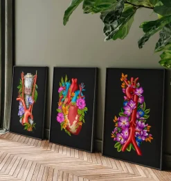 Anatomie de l'aorte - Floral - Noir