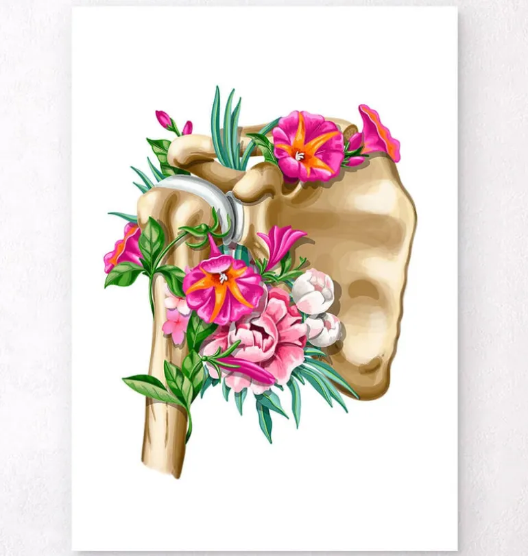 Anatomie de l'épaule - Floral - Blanc