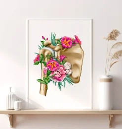 Anatomie de l'épaule - Floral - Blanc