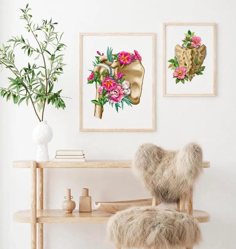 Anatomie de l'épaule - Floral - Blanc