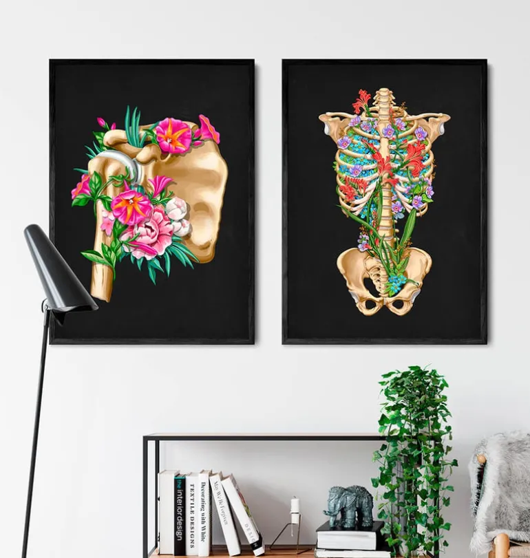 Anatomie de l'épaule - Floral - Noir