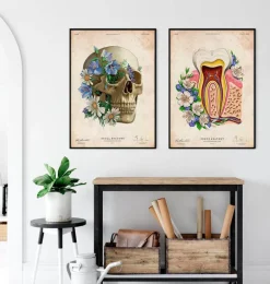 Anatomie dentaire II - Floral - Vieux Papier