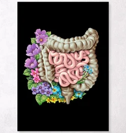 Anatomie des intestins - Floral - Noir