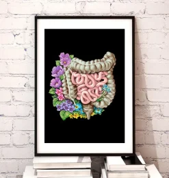 Anatomie des intestins - Floral - Noir