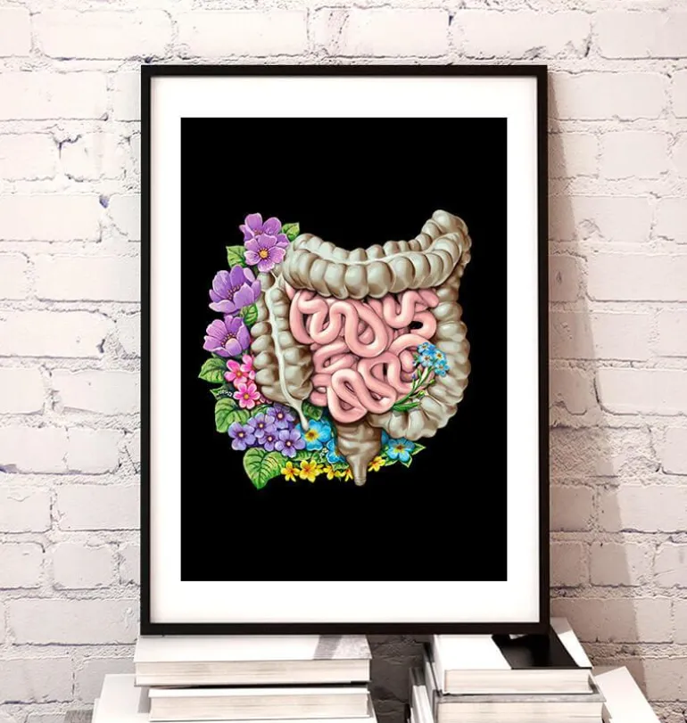 Anatomie des intestins - Floral - Noir