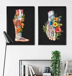 Anatomie des jambes - Floral - Noir