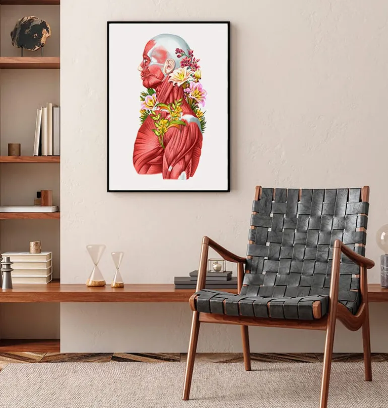 Anatomie des muscles - Floral - Blanc
