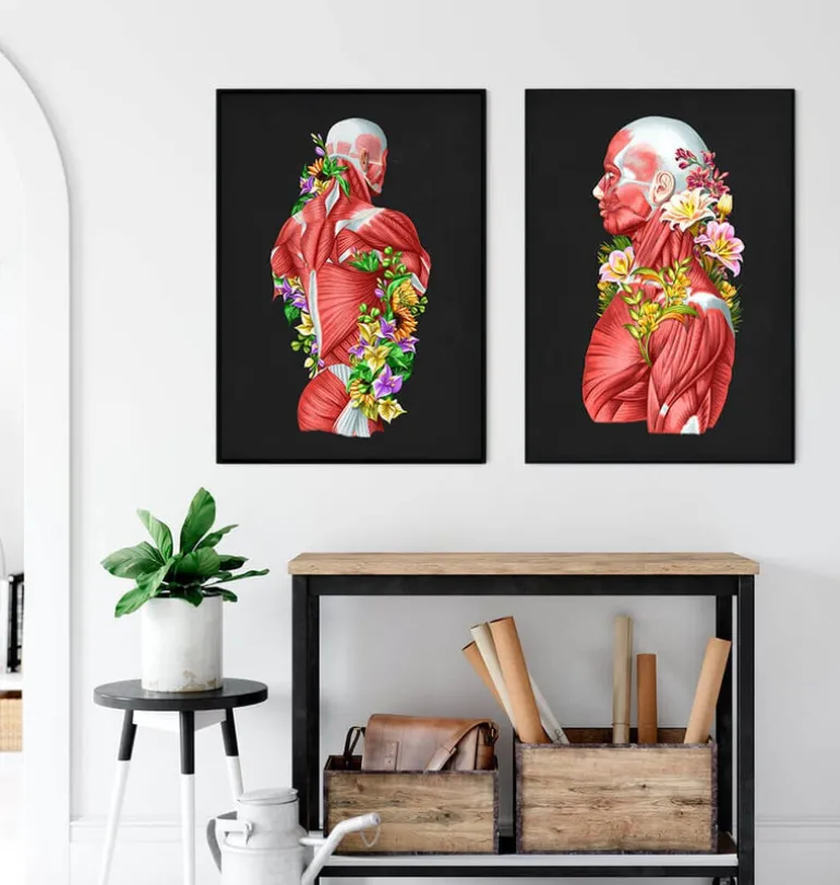 Anatomie des muscles - Floral - Noir
