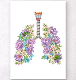 Anatomie des poumons - Floral - Blanc