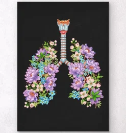 Anatomie des poumons - Floral - Noir