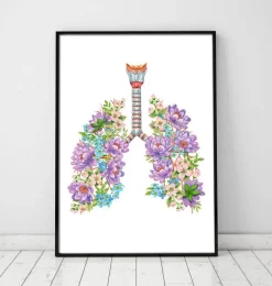 Anatomie des poumons - Floral - Blanc