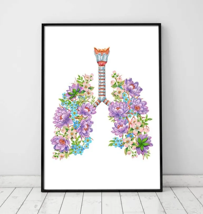 Anatomie des poumons - Floral - Blanc