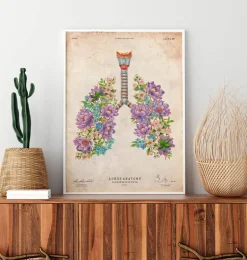 Anatomie des poumons - Floral - Vintage