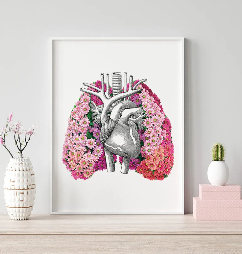 Anatomie des poumons II - Floral - Blanc