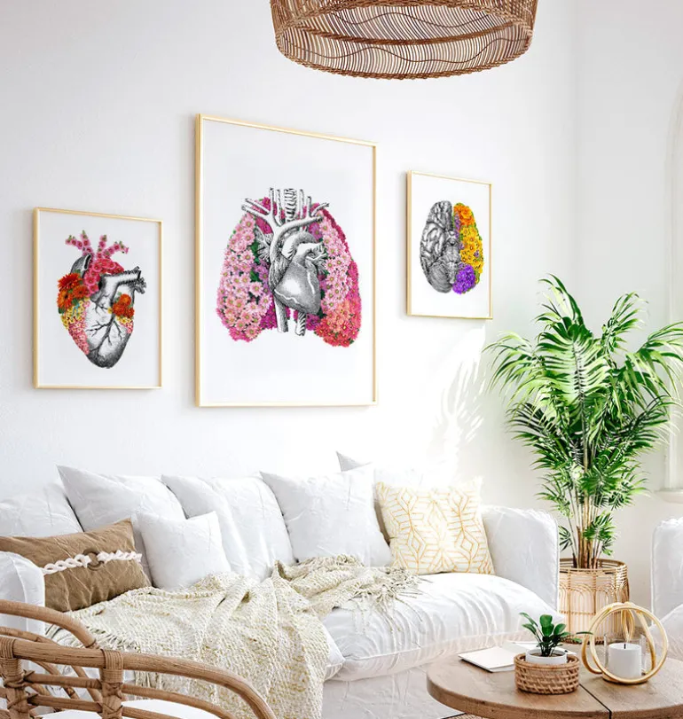 Anatomie des poumons II - Floral - Blanc