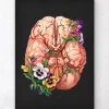 Anatomie du cerveau - Floral - Noir