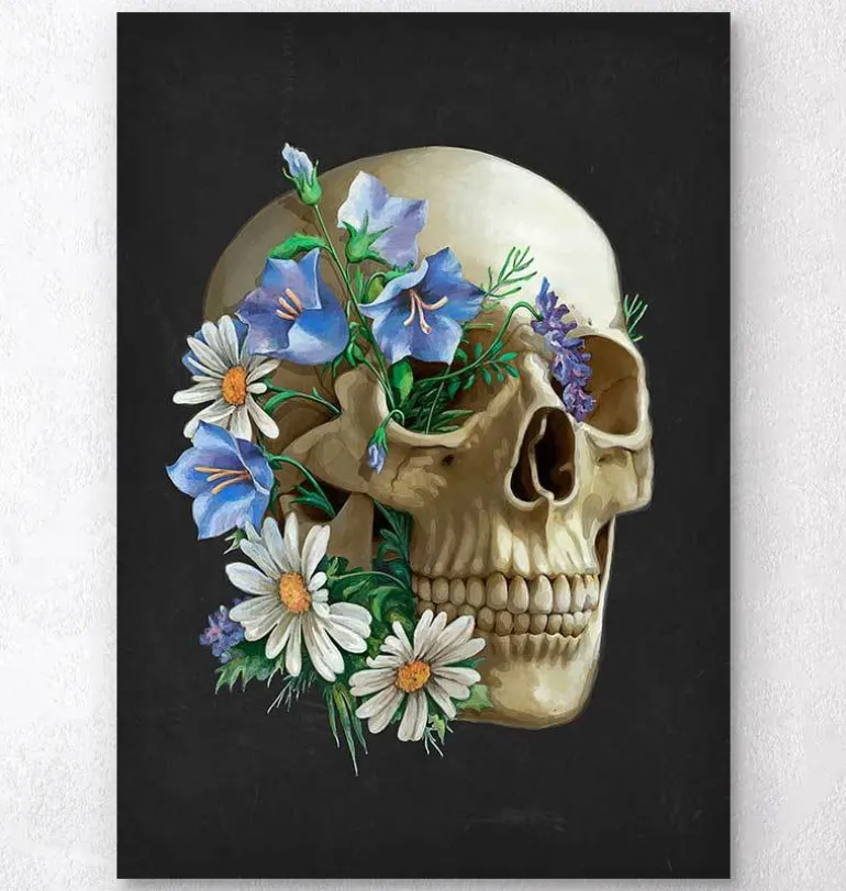 Anatomie du crâne - Floral - Noir