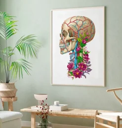 Anatomie du crâne II - Floral - Blanc