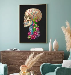Anatomie du crâne II - Floral - Noir