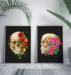 Anatomie du crâne III - Floral - Noir