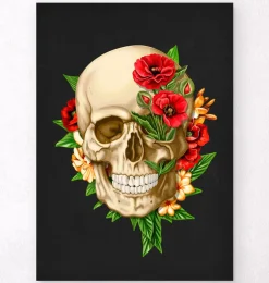 Anatomie du crâne IV - Floral - Noir