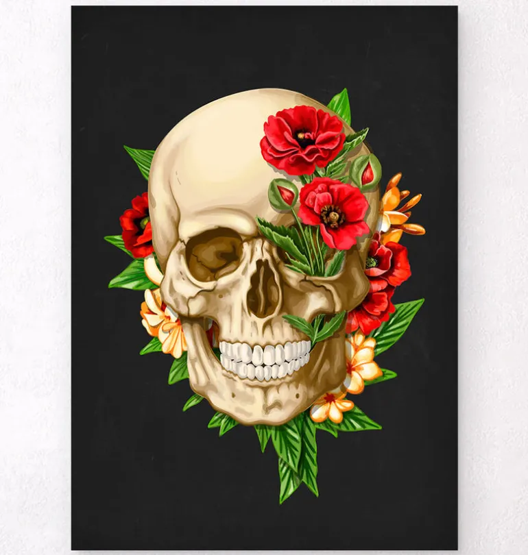 Anatomie du crâne IV - Floral - Noir