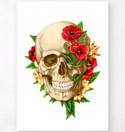 Anatomie du crâne IV - Floral - Blanc