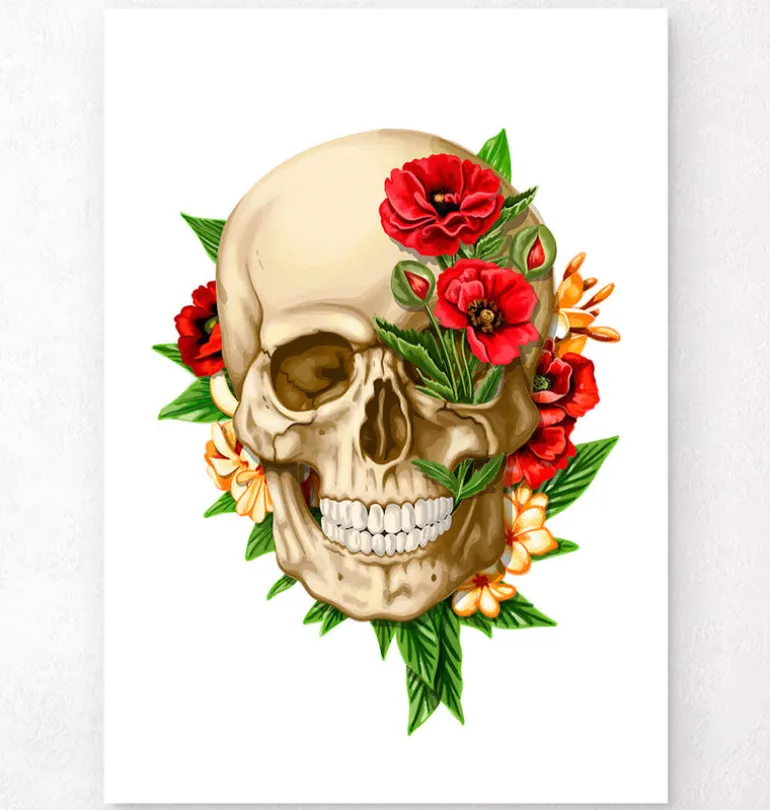 Anatomie du crâne IV - Floral - Blanc
