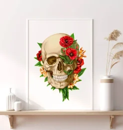 Anatomie du crâne IV - Floral - Blanc
