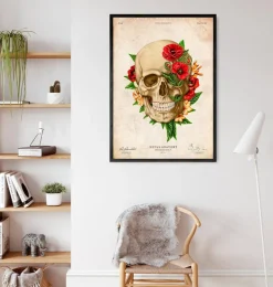 Anatomie du crâne IV - Floral - Vintage