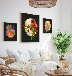 Anatomie du crâne IV - Floral - Noir