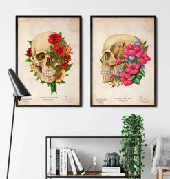 Anatomie du crâne IV - Floral - Vintage